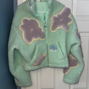 Nike Mint Green Teddy Jacket with Gray Accents